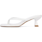 Kitten Flip Flop Thong Low Heels For Women Square Open Toe Slip On Heeled Sandals