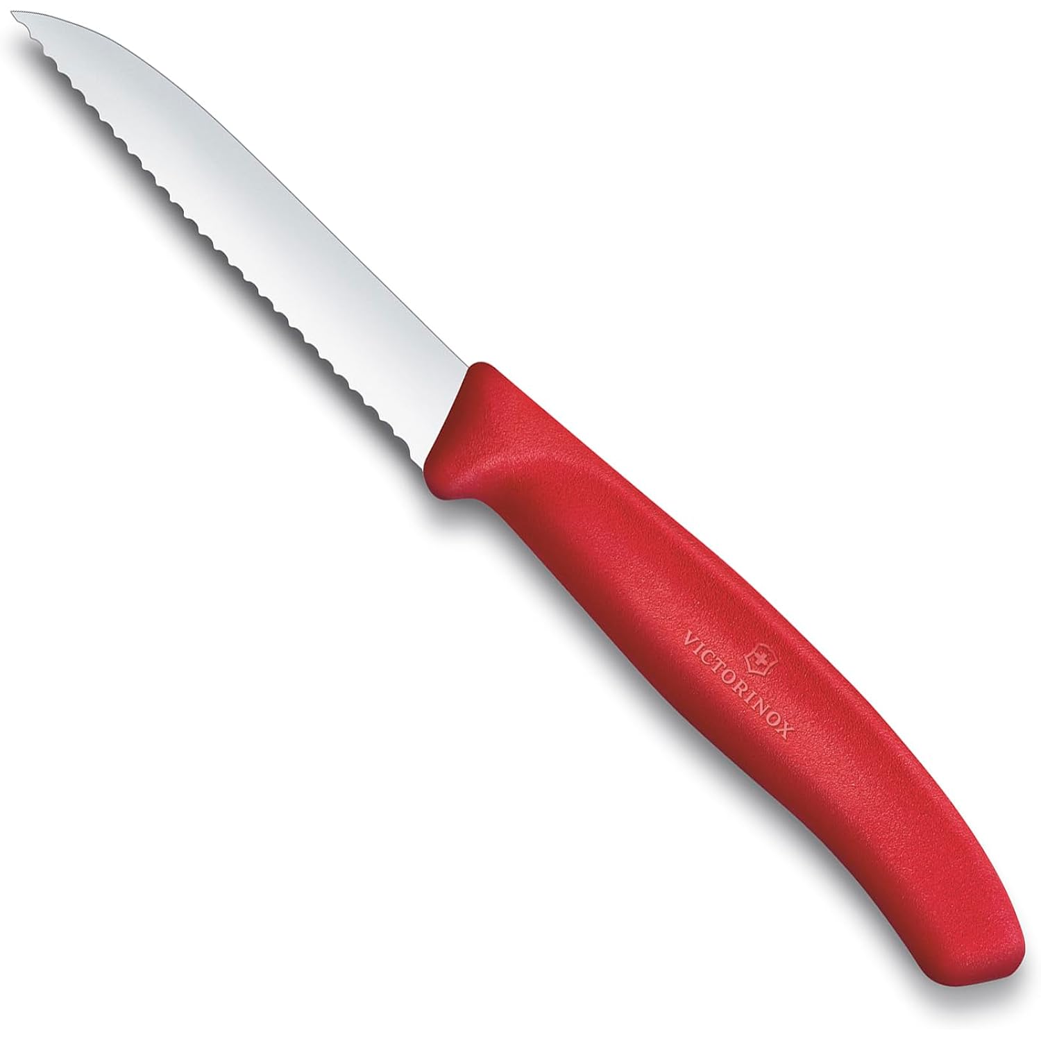 Victorinox Swiss Classic 3 In Serrated Paring Knife, Pointed Tip, Red | Swiss Made Stainless Steel Vegetable Knife With Ultrasharp Wavy Edge And Ergonomic Handle. Dishwasher Safe Kitchen Tool