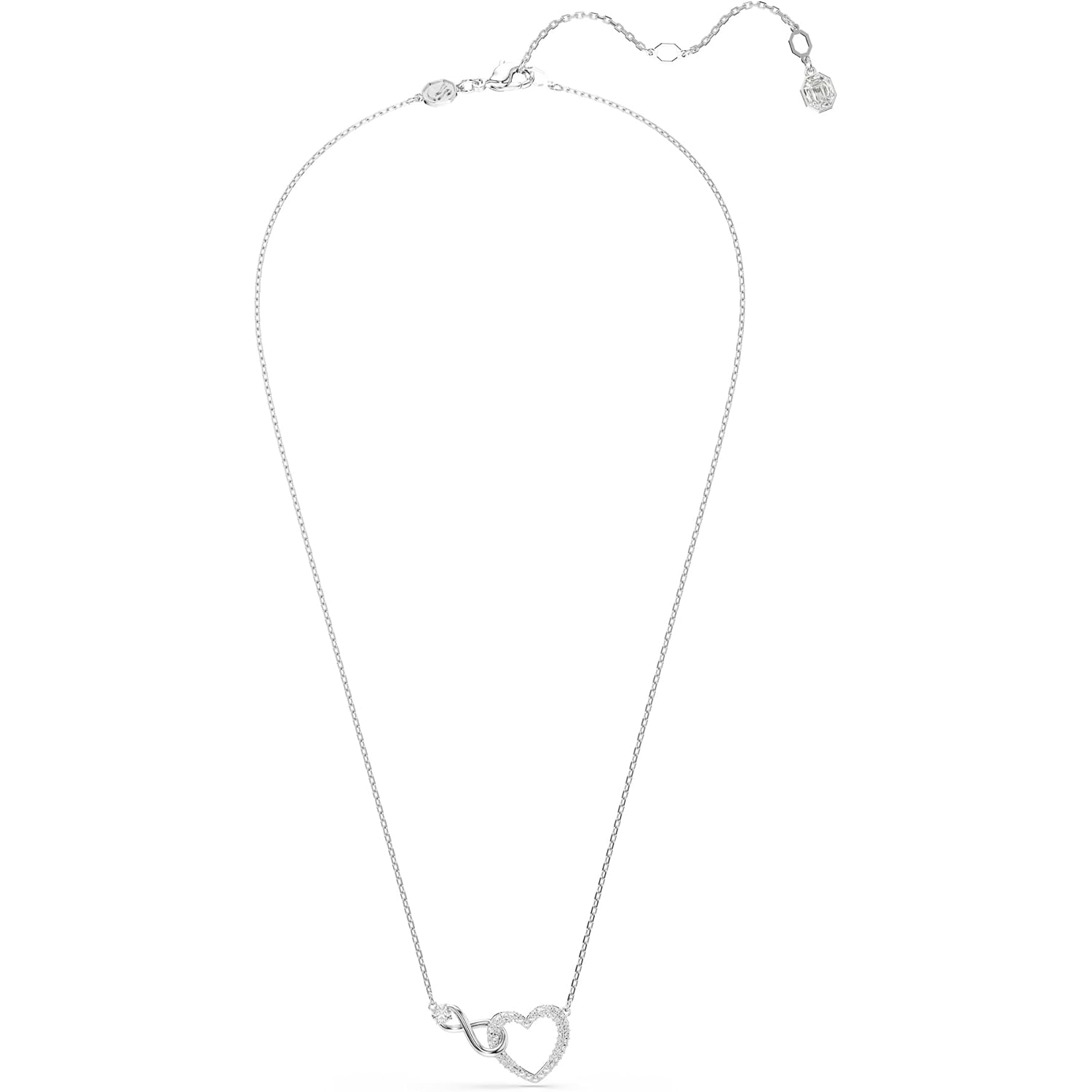 Swarovski Hyperbola Pendant, Heart And Infinity, Clear, Rhodium Finished