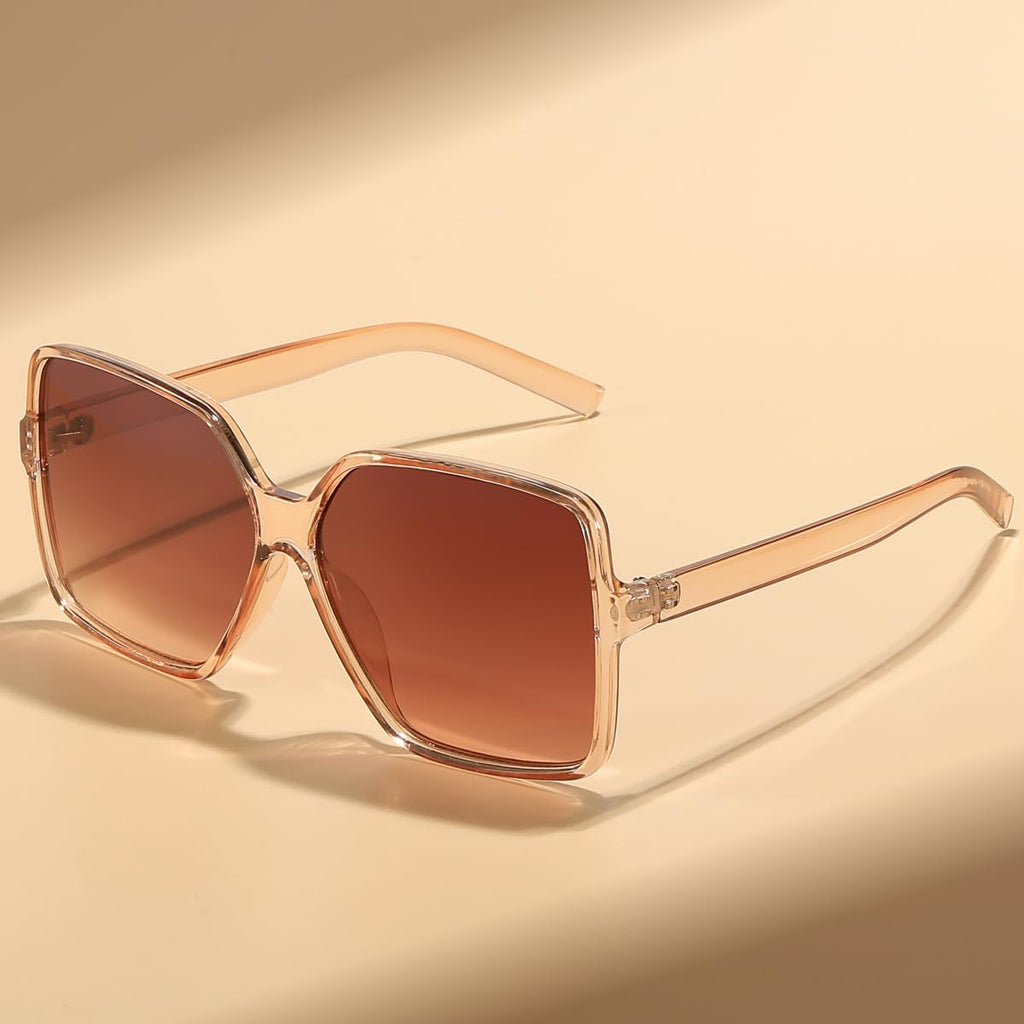 Women'S Chic Square Oversized Sunglasses Big Large Wide Fashion Shades For Women Men 100% Uv Protection
