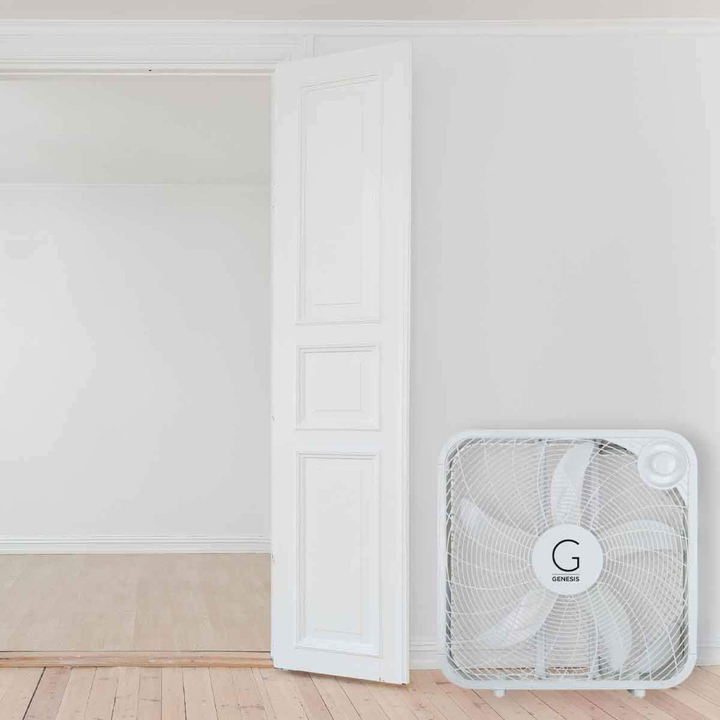 Genesis 20" Box Fan, 3 Settings, Max Cooling Technology, Carry Handle, White (G20Box-Wht)