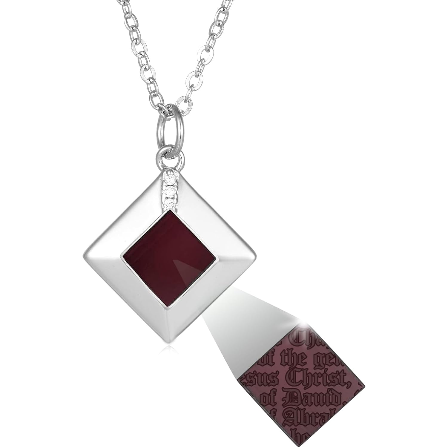 Sterling Silver Nano Bible Necklace for Women : World's Smallest New Testament Pendant For Her - Engraved with 27 Books Using Nano Technology. A Unique, Elegant and creative religious Valentines gift for wife or girlfriend