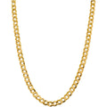 Roy Rose Jewelry Flat Cuban Link Leightweight Chain Necklace 14K Yellow Gold - 3mm, 3.7mm, 4.7mm, 5.9mm, 7.2mm, 8.3mm, 9.4mm Widths