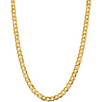 Roy Rose Jewelry Flat Cuban Link Leightweight Chain Necklace 14K Yellow Gold - 3mm, 3.7mm, 4.7mm, 5.9mm, 7.2mm, 8.3mm, 9.4mm Widths