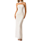 Htzmo Women Elegant Summer Bodycon Maxi Dress Halter Neck Formal Wedding Guest Cocktail Party Long Dresses