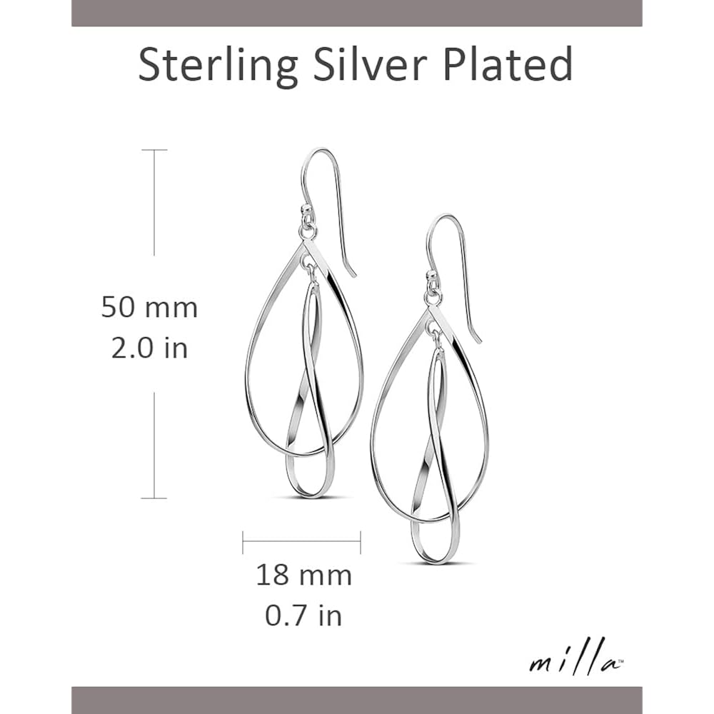 MILLA Teardrop Earrings - Designer Silver Statement Earrings or Gold Dangle Earrings for Women Trendy Upscale Dangly Earrings