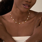 Dainty Pearl Pendant Necklaces for Women 14K Gold Plated Handmade Layered Pearl Chain Necklace Delicate Layered Pearl Necklace Everyday Jewelry Gift