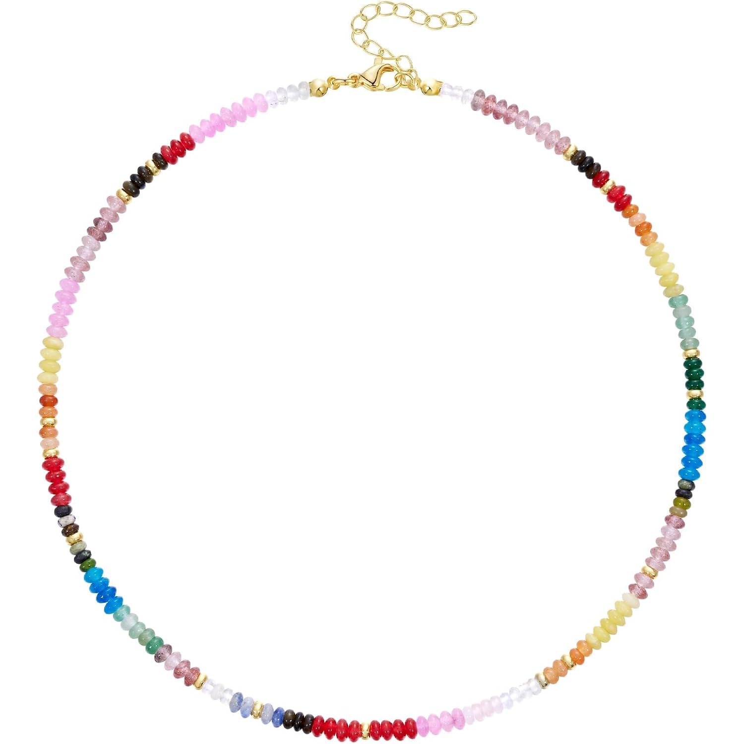KELORIS PATH Beaded Necklace for Women, Colorful Gemstone Boho Bead Choker for Beach, Trendy Summer Natural Stone Jewelry Gifts