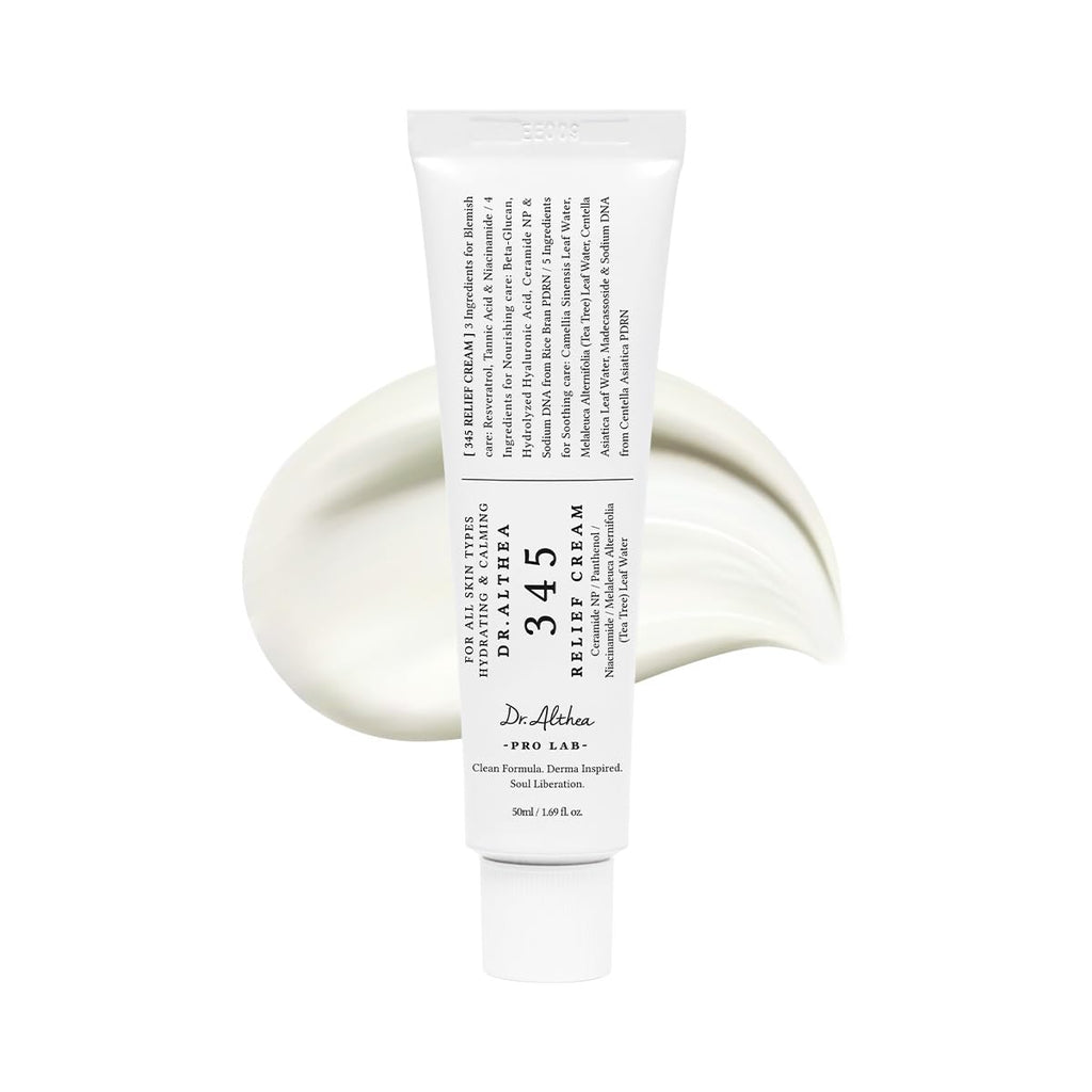 Dr.Althea 345 Relief Cream | Pdrn & Hyaluronic Acid For Hydration, Blemish Care | Post-Acne Face Moisturizer With Centella & Niacinamide | Korean Vegan Skincare, 1.69 Fl Oz (Ver.2 - Pack Of 1)