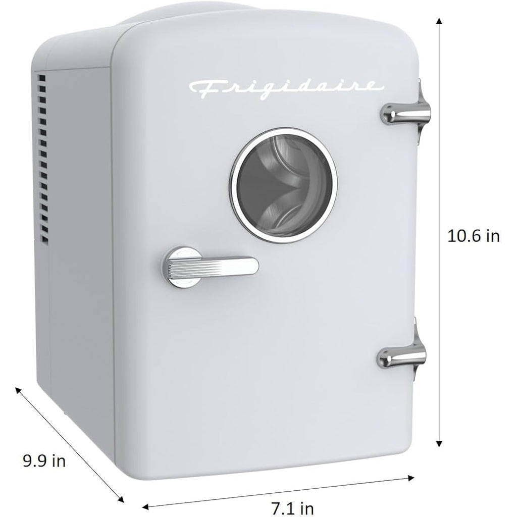 Frigidaire EFMIS171 Retro Mini Portable Personal Fridge - Ideal for Home, Office or Dorm - Includes Carrying Handle, AC/DC Wall/Car Charger (White)