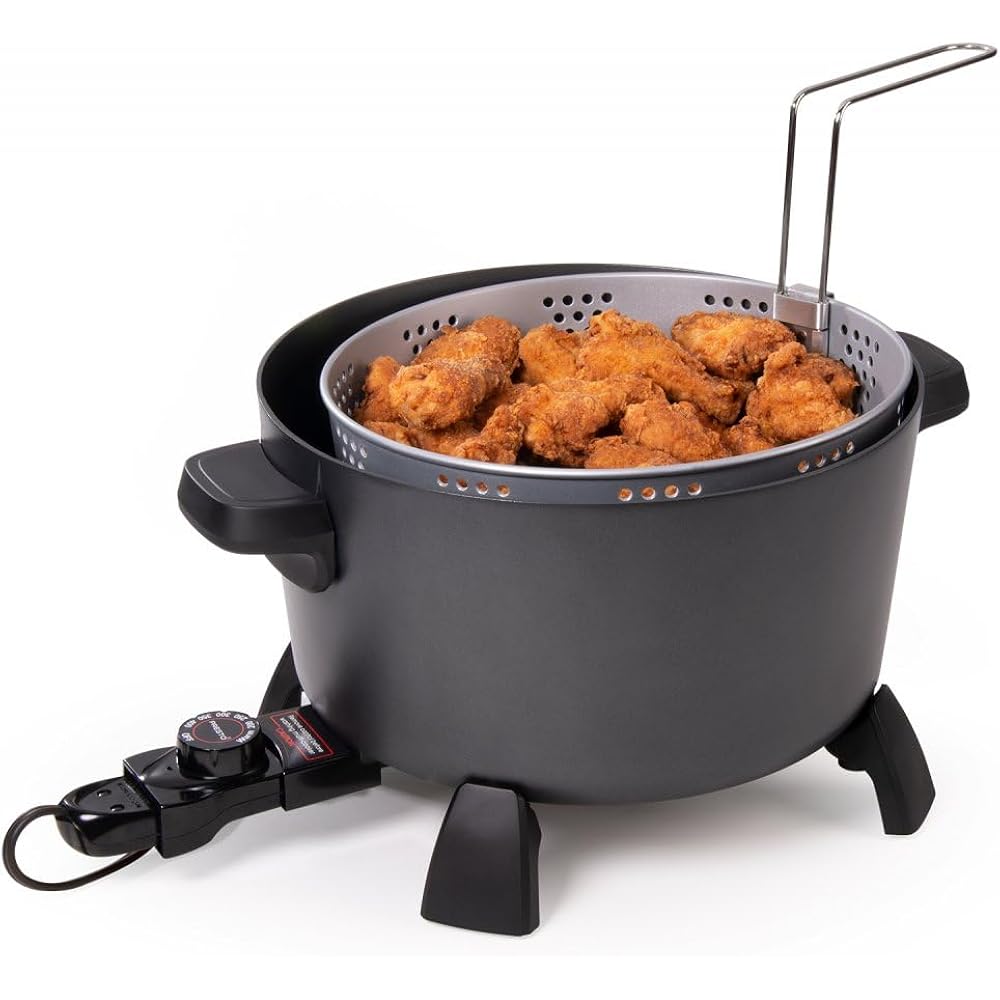 Presto 06009 10-Quart Kitchen Kettle XL Multi-Cooker, Steamer and Deep Fryer, Black