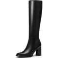 Women Knee High Boots Round Toe Chunky Heel Boots Gogo Boots With Side Zip Fashion Tall Boots For Women