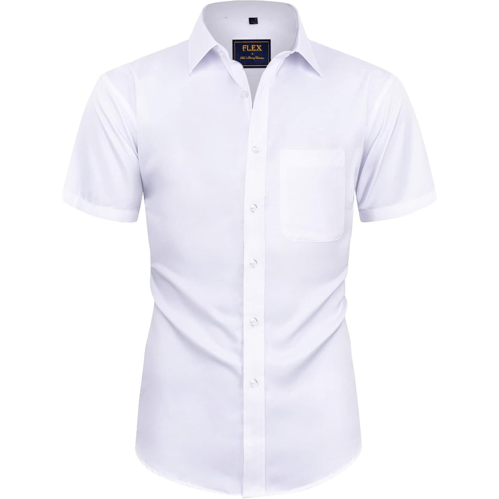 Alimens & Gentle Mens Short Sleeve Dress Shirts Wrinkle Free Solid Casual Button Down Shirts With Pocket