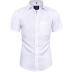 Alimens & Gentle Mens Short Sleeve Dress Shirts Wrinkle Free Solid Casual Button Down Shirts With Pocket