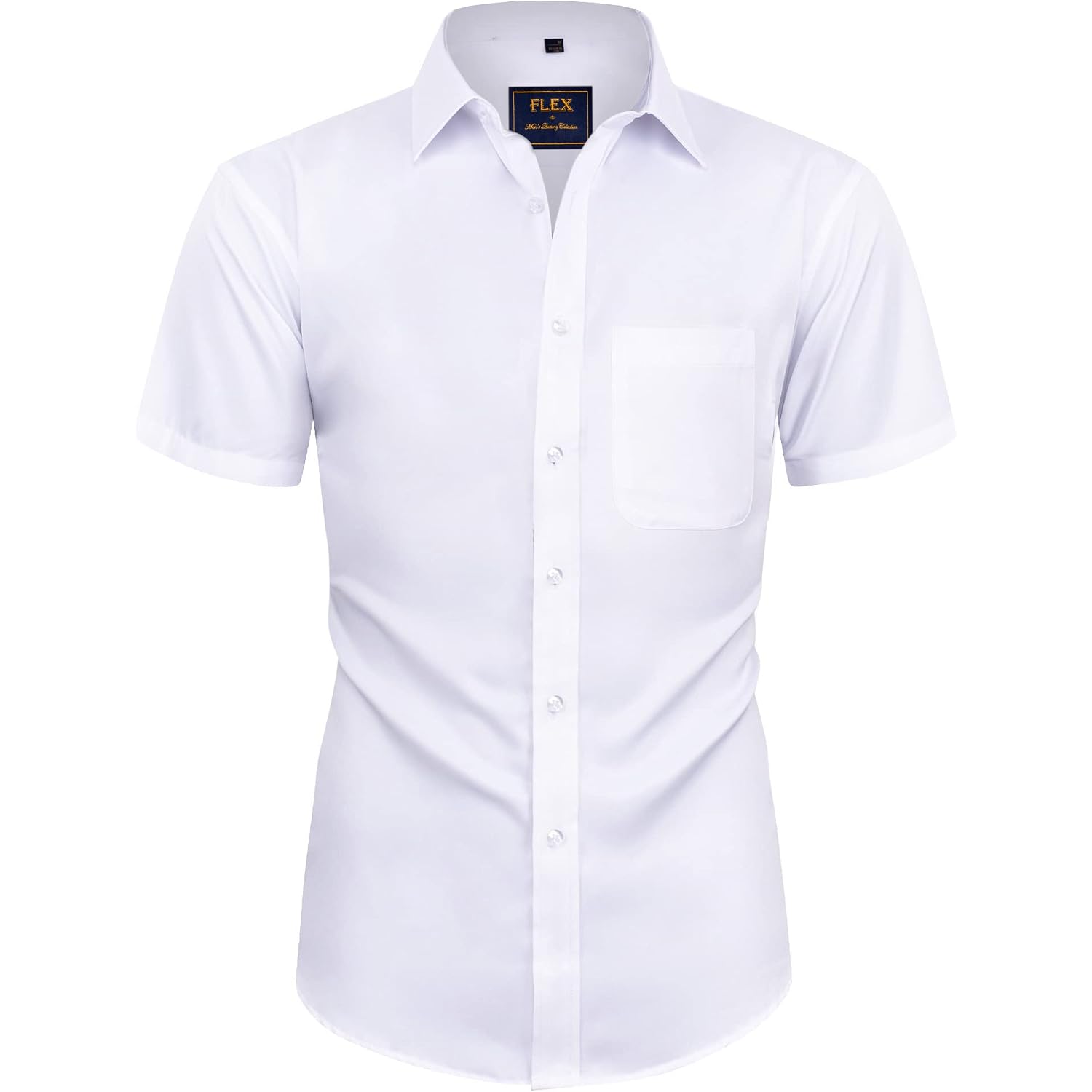Alimens & Gentle Mens Short Sleeve Dress Shirts Wrinkle Free Solid Casual Button Down Shirts With Pocket