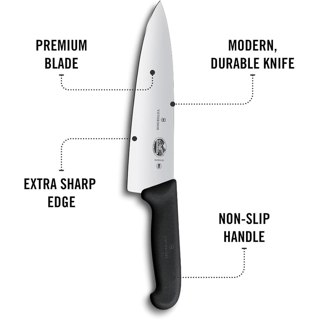 Victorinox Fibrox Pro 8 Inch Chef’S Knife, Dishwasher Safe, Black | Ergonomic Tpe Non-Slip Handle For Professional Chopping, Slicing, And Dicing. Swiss Made, Dishwasher Safe Kitchen Tool