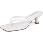 Kitten Flip Flop Thong Low Heels For Women Square Open Toe Slip On Heeled Sandals