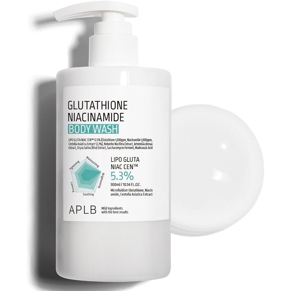 Aplb Glutathione Niacinamide Body Wash | Lipo Gluta Niac Cen™ 5.3% 10.14 Fl.Oz/Korean Skincare, Gentle Ingredients For The Safety Of Your Skin, Long Lasting Deep Moisture For Soft Skin
