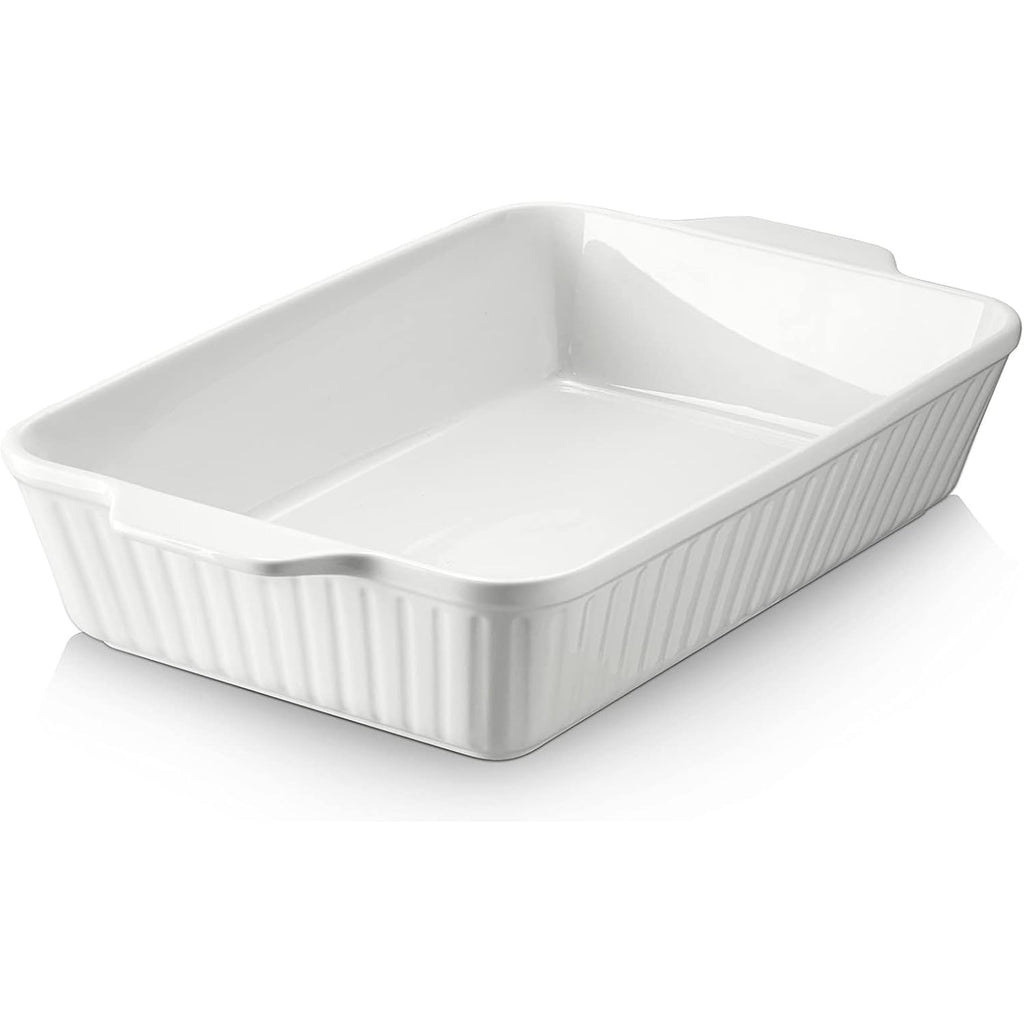 Dowan Casserole Dish, 9X13 Ceramic Baking Dish, Large Lasagna Pan Deep For Oven, 4.2 Quarts Baking Pan With Handles, Oven Safe And Durable Bakeware For Lasagna, Home Decor, Wedding Gift, Soft White