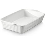 Dowan Casserole Dish, 9X13 Ceramic Baking Dish, Large Lasagna Pan Deep For Oven, 4.2 Quarts Baking Pan With Handles, Oven Safe And Durable Bakeware For Lasagna, Home Decor, Wedding Gift, Soft White