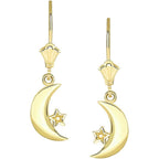 Elegant Crescent Moon and Star Celestial Dangle Earrings