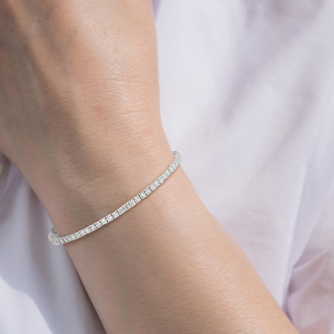 14K White and Yellow Gold Lab Grown Diamond Tennis Bracelet for Women - Round Cut Diamonds 7 Inches Bracelet - Valentine Day Jewelry Gift for Womens, Her, Wedding, F-G Color, VVS-VS Clarity