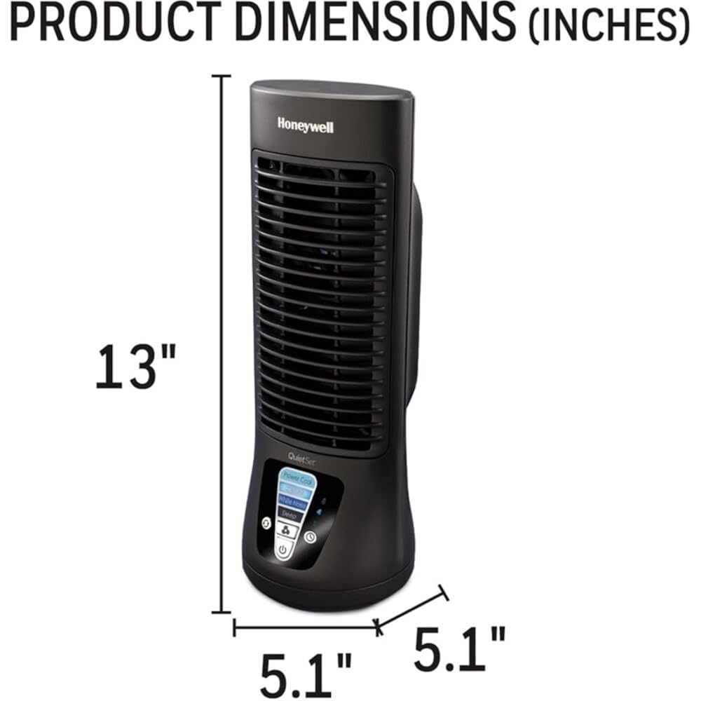 Honeywell Quietset Personal Table Fan, Oscillating Personal Desk Fan For Bedroom With Quiet Operation, 4 Levels Of Power And Sound, Black, Htf210B