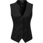 V Vocni Women'S Fully Lined 4 Button V-Neck Economy Dressy Suit Vest Waistcoat