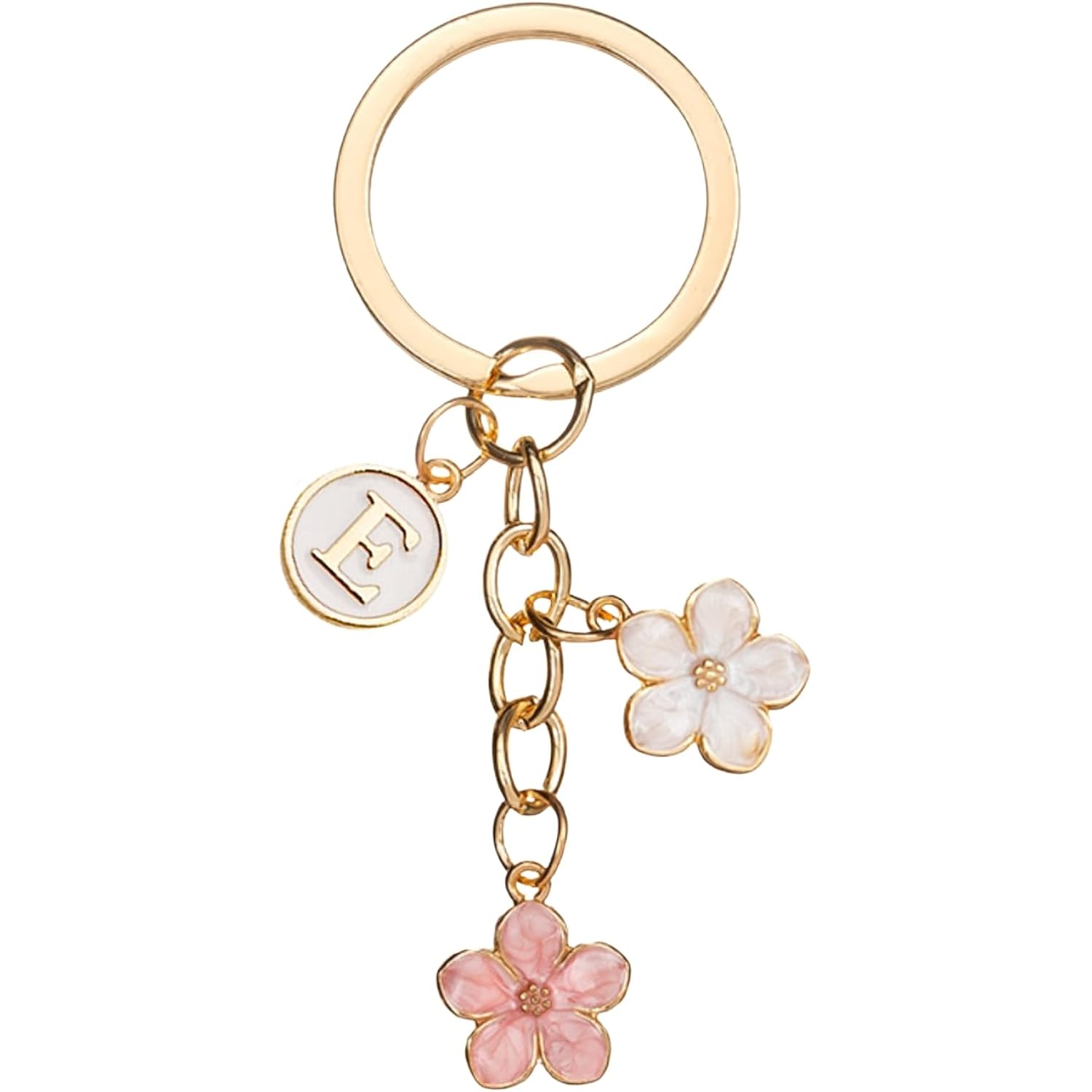 Cute Flower Initial Letter Keychain Bag Charms Keyring Aesthetic Accessories Purse Hangbags Backpacks for Women