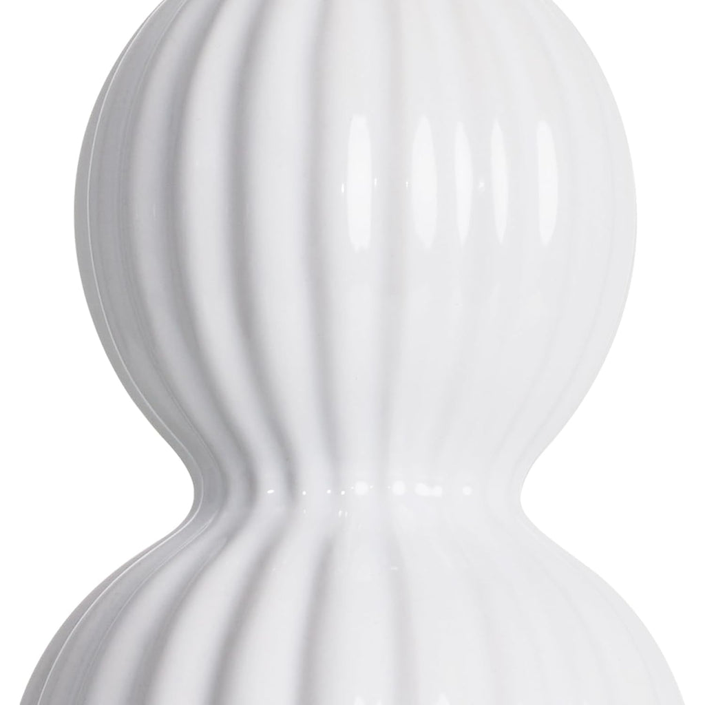 28" White Ceramic Table Lamp For Nightstand, Modern Bedside Table Lamp For Bedroom, Triple Gourd Lamp For Living Room End Table (1 Pack)