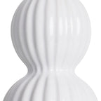 28" White Ceramic Table Lamp For Nightstand, Modern Bedside Table Lamp For Bedroom, Triple Gourd Lamp For Living Room End Table (1 Pack)