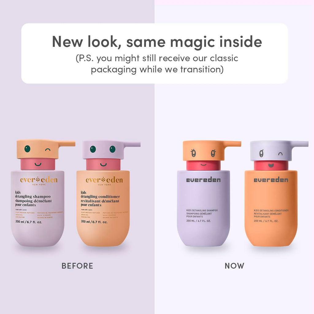 Evereden Kids Detangling Shampoo & Conditioner Set, Ages 3+ | Dermatologist-Tested, Gentle, No Silicones | With Plant Protein Peptides & Argan Oil | Vegan Children'S Haircare, Sulfate & Paraben-Free