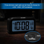 Peakeep Night Light Digital Alarm Clock Battery Operated Indoor Temperature | Small Cordless Cute Clock For Bedroom Desk Travel, Simple To Use For Teens Kids (Black)