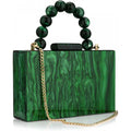 Acrylic Purses Evening Clutch Bag Marbling Handbags For Women Cross Body Bag With Pearl Chain Formal Wedding Prom Party