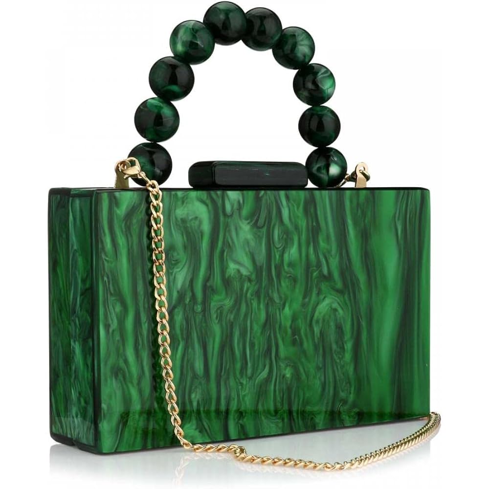 Acrylic Purses Evening Clutch Bag Marbling Handbags For Women Cross Body Bag With Pearl Chain Formal Wedding Prom Party