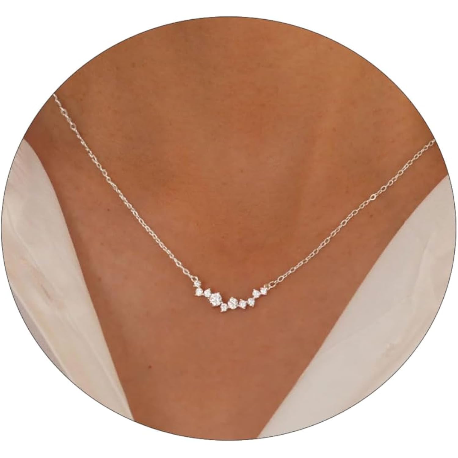 Mothers Day Gifts for Mom CZ Diamond Necklace for Women Dainty Square Cubic Zirconia Splints Solitaire Pendant Necklace for women 14kGold/Silver Plated Different Width Square CZ Pendant Necklaces Simulated Diamond Bridesmaid Jewelry for Women
