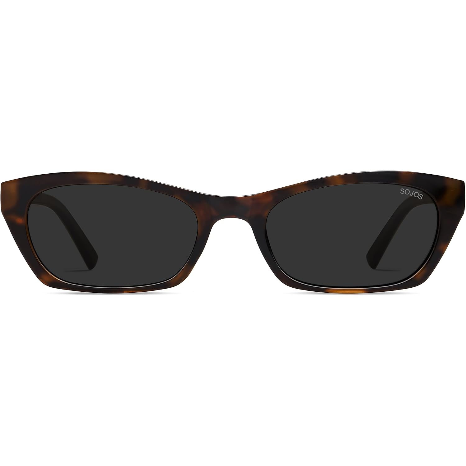 SOJOS Trendy Cat Eye Polarized Sunglasses for Women Men, Lightweight Retro 90s Y2K Small Thin Rectangle Sunnies SJ2670 Dark Tortoise/Grey