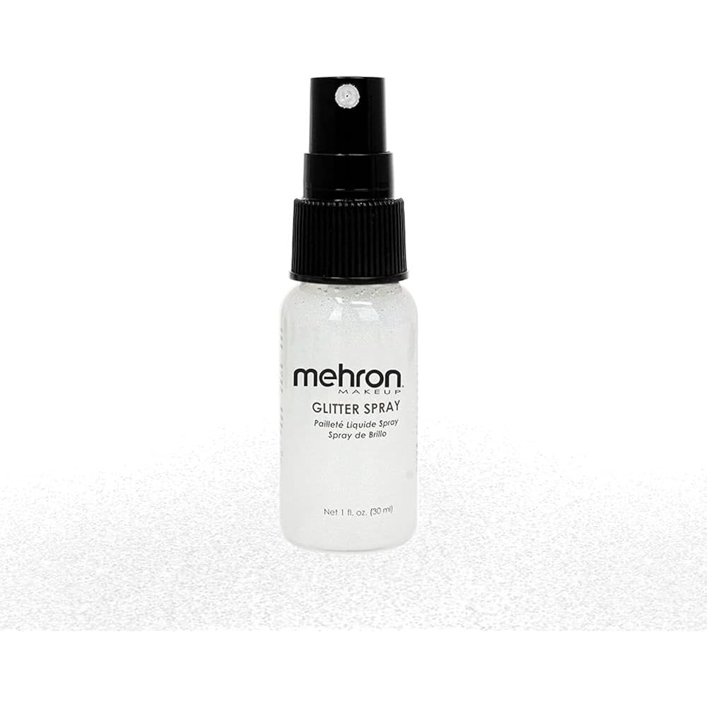 Mehron Makeup GlitterSpray | Hair and Body Glitter Spray | Body Shimmer Spray 1 fl oz (30 ml) (White) perfect for Beauty, Theater, Halloween, Parties, Festivals, Concerts, and More