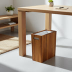 3 Gallon Wooden Trash Can With Liner,Small Solid Wood Bathroom Trash Can,Narrow Garbage Can,Decorative Waste Basket For Bathroom,Bedroom,Office