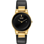 Citizen Ladies Eco-Drive Modern Axiom Watch, Black Leather Strap, Black Dial, 2 Hand, Date (Model: Ga1052-04E)