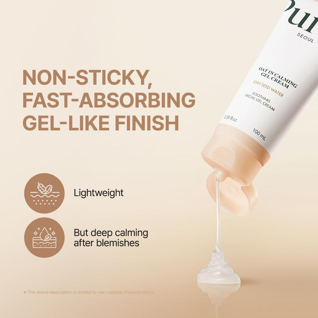 PURITO Oat In Calming Gel Cream, Non-Comedogenic, 77% Oat Seed Water Lightweight Water-Gel Face Moisturizer, Fragrance-Free, Vegan Korean Skincare, Sensitive & Blemish-Prone Skin, 100 mL