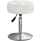 Lue Bona Adjustable Vanity Stool, 360 Swivel Chair For Makeup Room, White Faux Leather Stool For Bathroom & Living Room