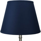Lampshade 11" Top Diameter X 17" Bottom Diameter X 13" Slant Height With Washer (Spider) Attachment. For Use On Lamps With Harps (Navy)