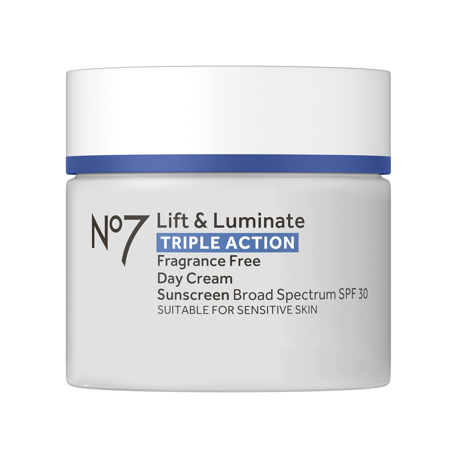 No7 Lift & Luminate Triple Action Face Cream - Fragrance Free Face Moisturizer With Spf 30 - Formulated With Anti Aging Collagen Peptides & Brightening Complex (1.69 Oz)