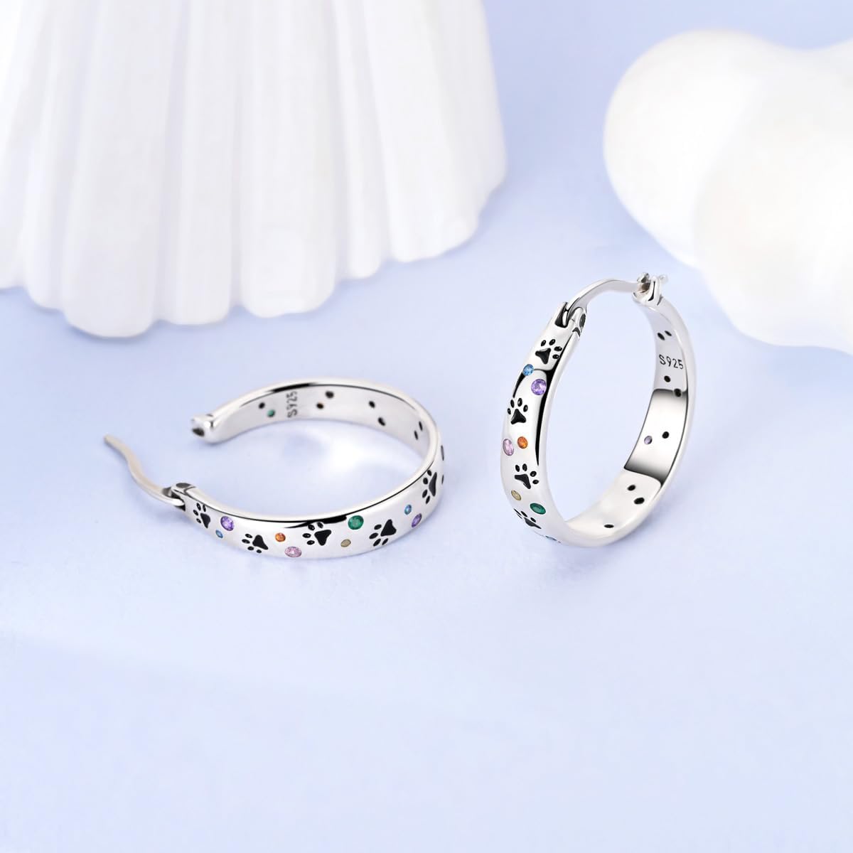 NARMO 925 Sterling Silver Hoop Earrings for Women Hypoallergenic Lightweight Simple Huggie Hoop Earrings Twisted Hoop Earrings Colorful Cubic Zirconia Hoop Earrings Rainbow Hoop Earrings