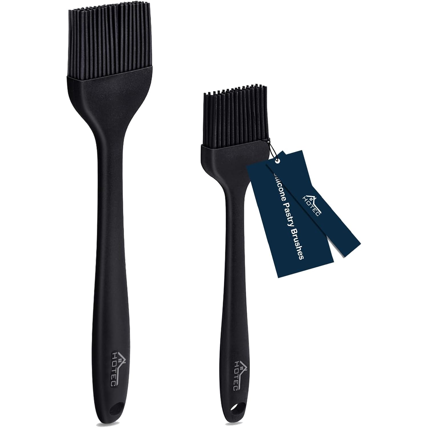 Hotec 600℉ Heat Resistasnt Basting Brushes, Bpa Free Silicone Pastry Brush, Spread Oil Butter Sauce Marinades For Bbq Grill Barbecue Baking Kitchen Cooking Dishwasher Safe (Black 2)