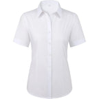 Womens Stain Shield Dress Shirts Wrinkle Free Short Sleeve Solid Tops Blouses Button Down Shirts