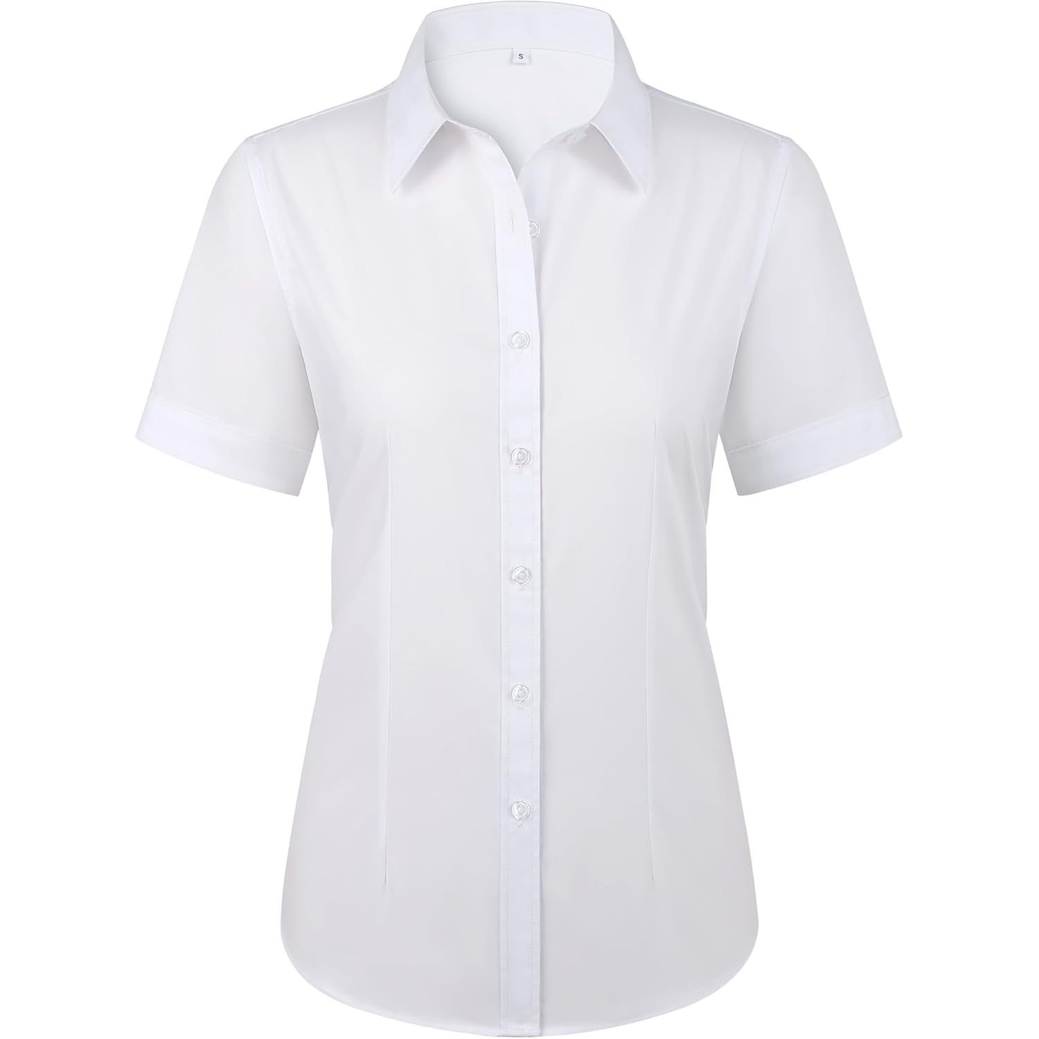 Womens Stain Shield Dress Shirts Wrinkle Free Short Sleeve Solid Tops Blouses Button Down Shirts