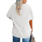 Fisoew Women'S Plus Size T Shirts Oversized Tees Summer Half Sleeve Crew Neck Tunic Tops