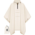 3-In-1 Rain Poncho With 1/4 Zip & Chest Pocket, Waterproof, Sunshade, Ground Mat For Adults & Youth Emergency